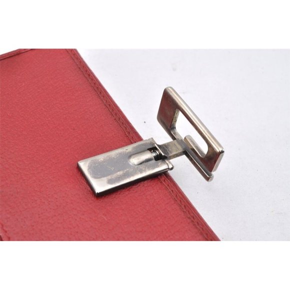 Gucci red leather wallet w square silver G clasp - Picture 4 of 15